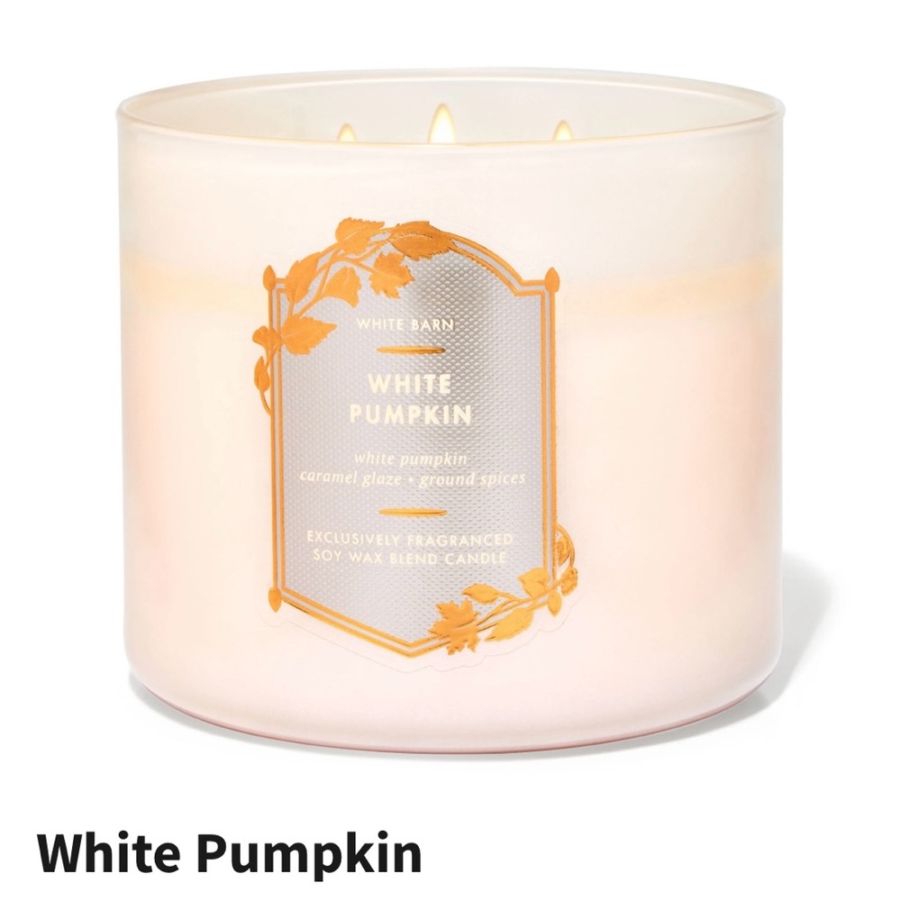 🆕BATH & BODY WORKS 3 WICK CANDLE/WHITE PUMPKIN